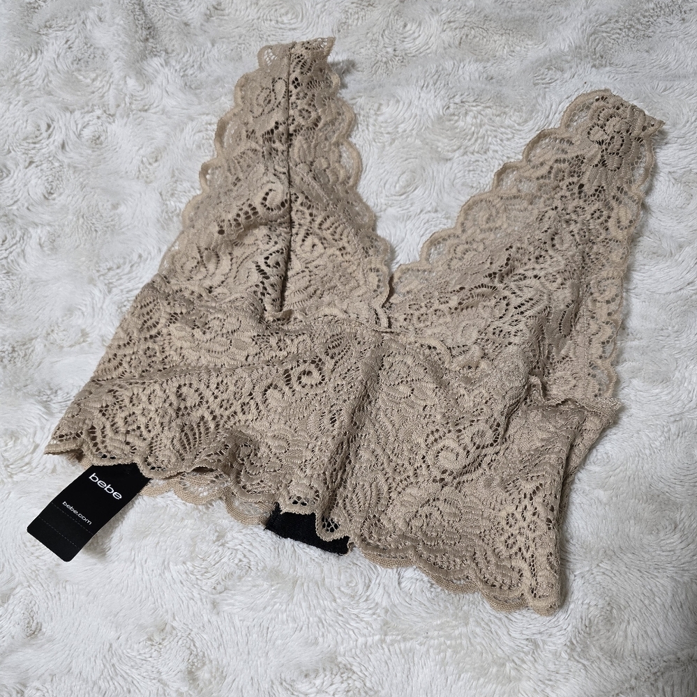 Bebe Lace V-neck Crop Top